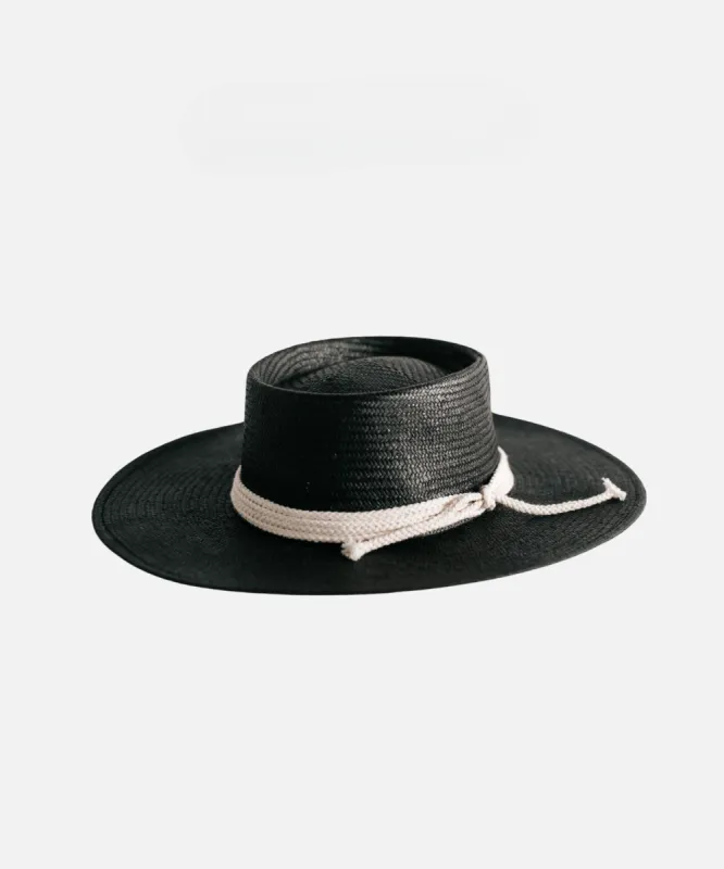 Bre Straw Pork Pie - Black BLEMISHED made by Gigi Pip