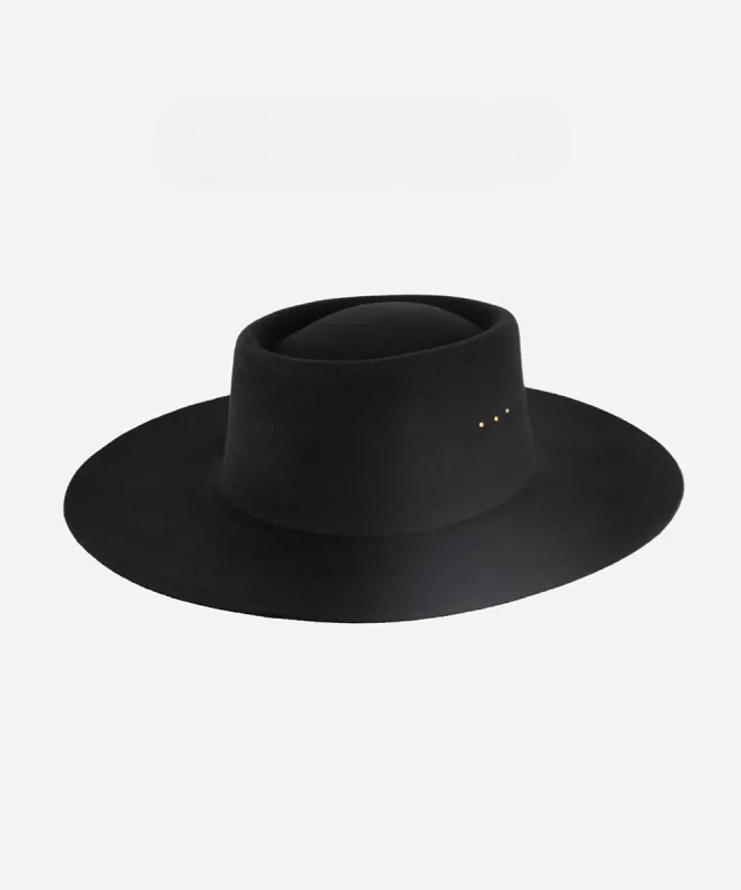 Linden Boater - Black BLEMISHED sold by Gigi Pip