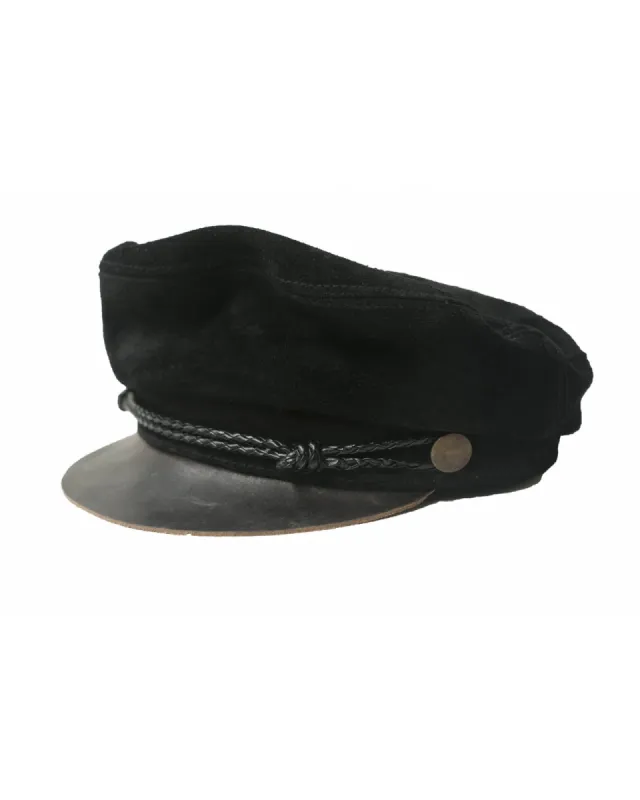 The Suede Bowie Cap - Black/Brown sold by Fallen Broken Street