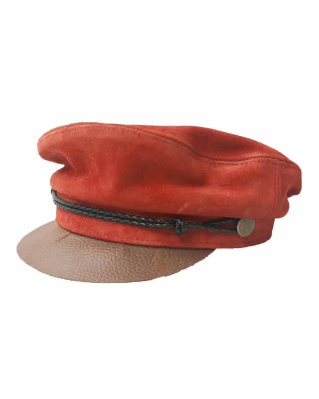 The Suede Bowie Cap - Red/Brown sold by Fallen Broken Street
