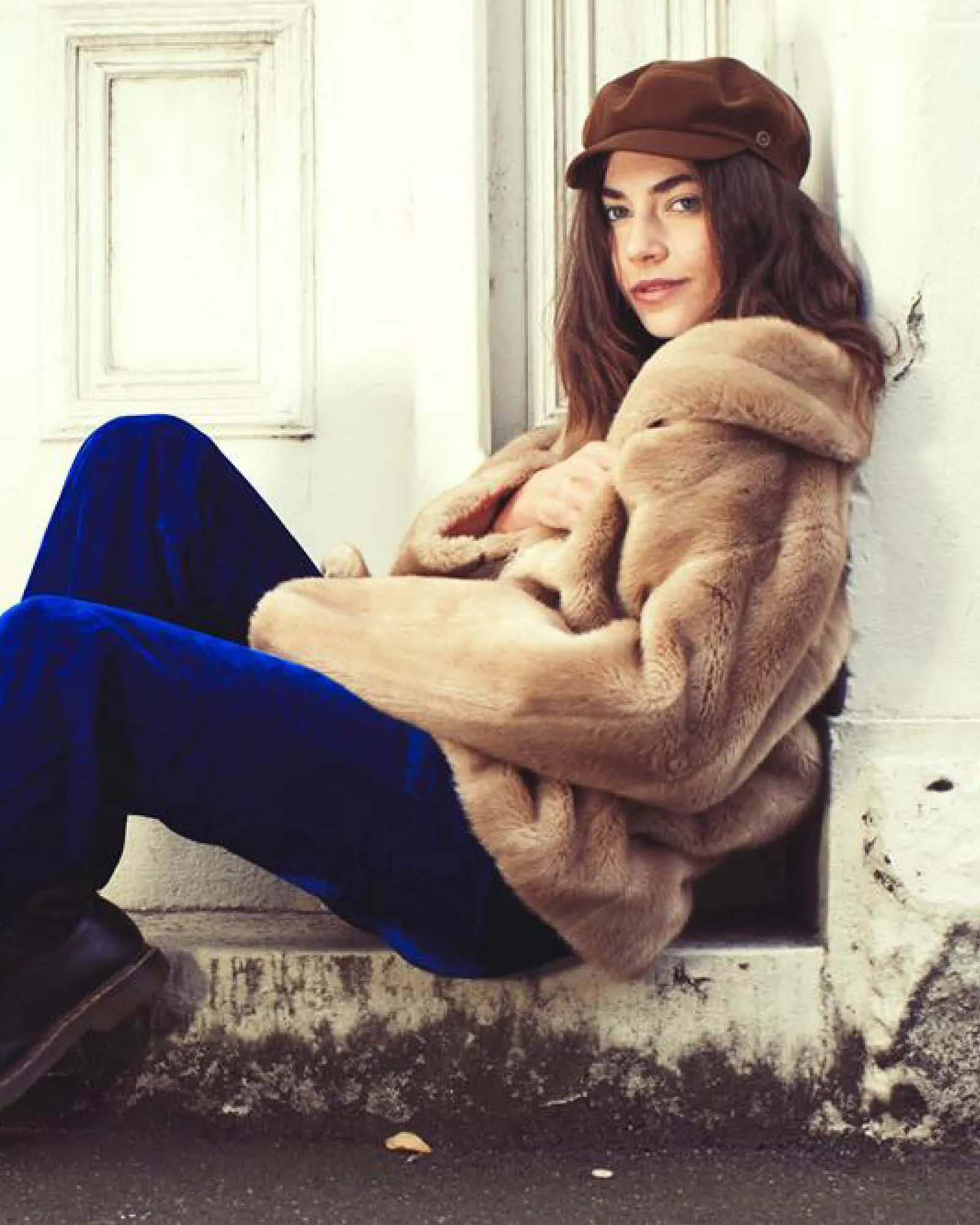 The Twist Paperboy Cap – Tan Velveteen sold by Fallen Broken Street product image thumbnail 2