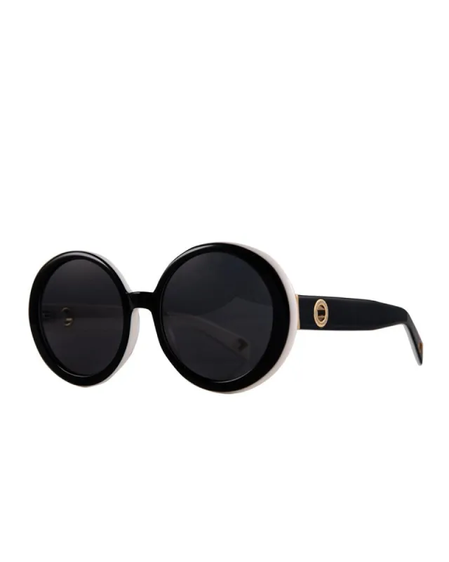 THE ORBIT - Black on White Sunglasses | Grey Polarised Lenses sold by Fallen Broken Street
