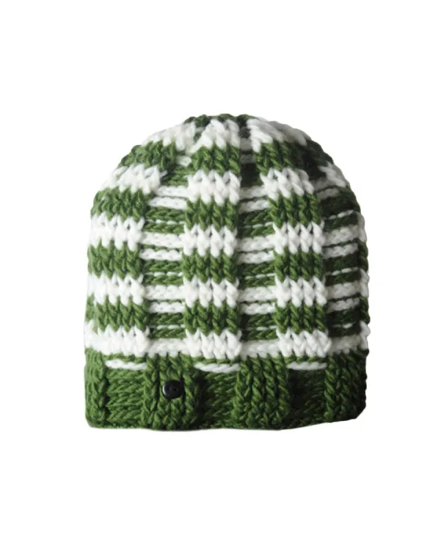 The Transcend Stripes Beanie - WHITE/GREEN sold by Fallen Broken Street