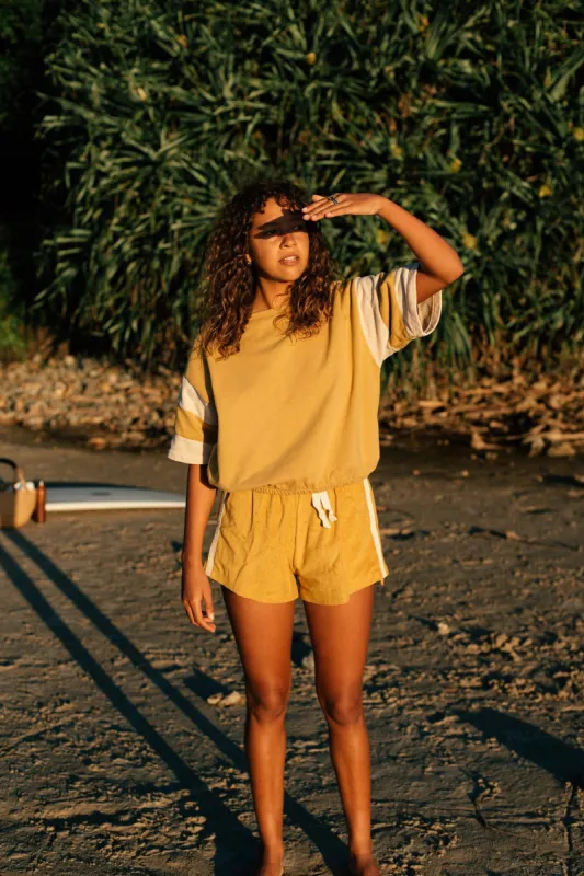 Terry Towelling Shorts in Mango sold by Fallen Broken Street