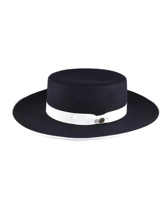 The TripTych Series Felt Hat - Square - Navy/White made by Fallen Broken Street