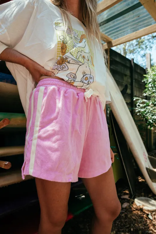 Terry Towelling Shorts in Pink sold by Fallen Broken Street