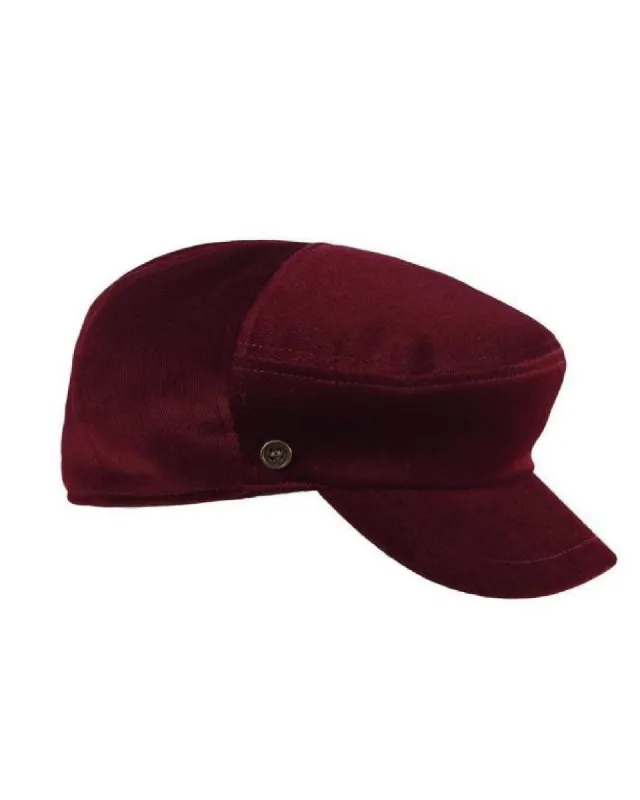 The Twist Paperboy Cap - Red Velveteen sold by Fallen Broken Street