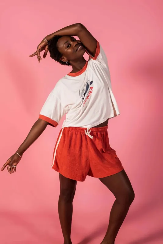 Terry Towelling Shorts in Red sold by Fallen Broken Street