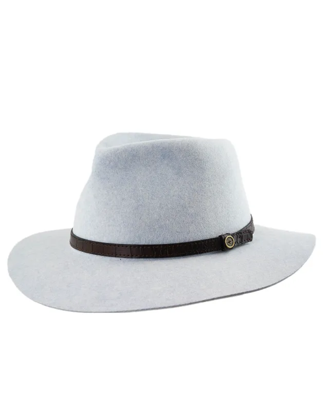 The Dingo – Crushable Wool Felt Fedora in Mottle Blue sold by Fallen Broken Street