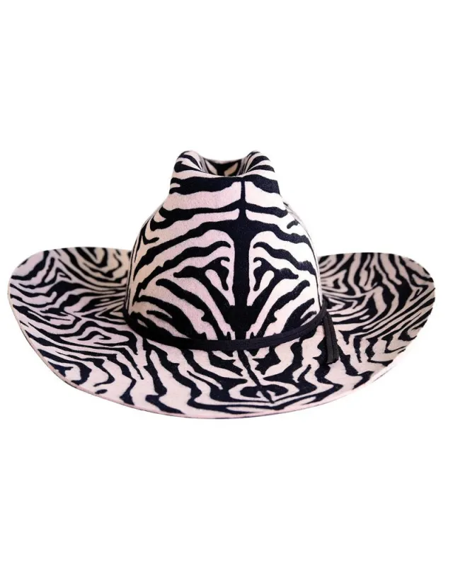 The Ruby Cowboy Felt Hat – Zebra Print | Limited Edition Cowgirl Style sold by Fallen Broken Street