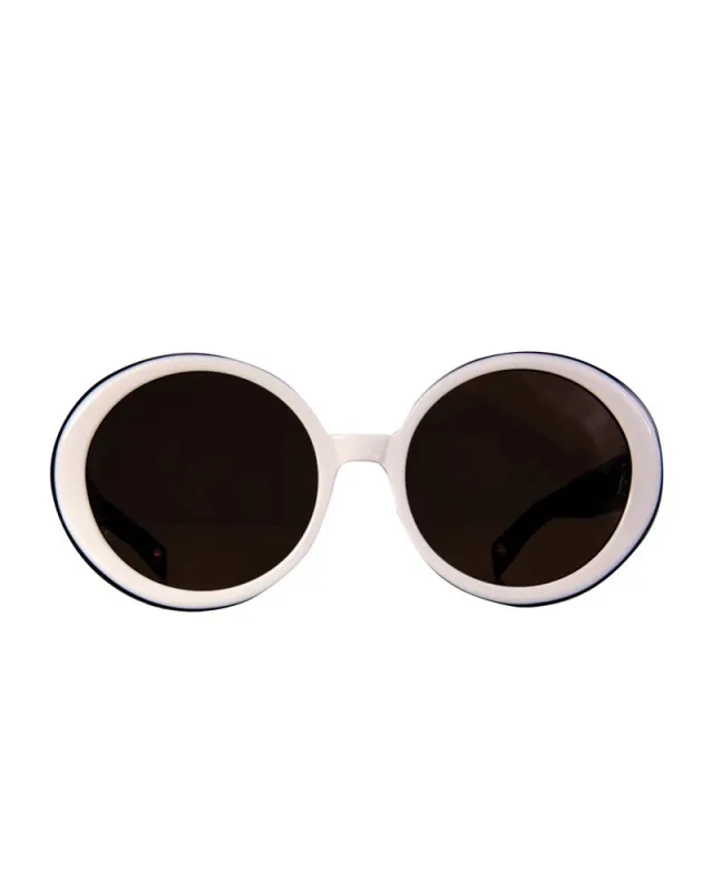 THE ORBIT - White on Black Sunglasses | Black Polarised Lenses sold by Fallen Broken Street