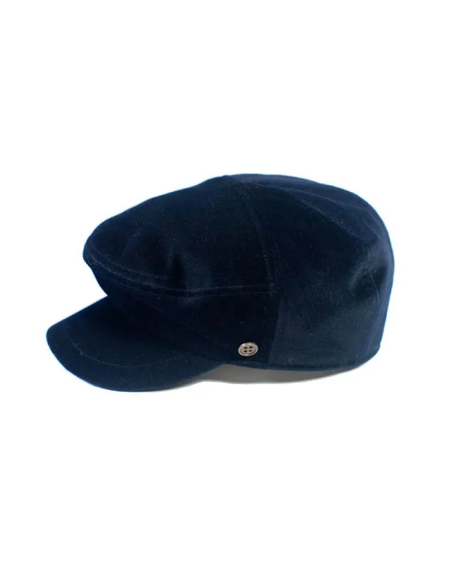 The Twist Paperboy Cap - Navy Velveteen sold by Fallen Broken Street