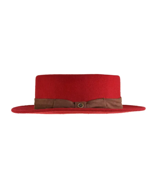 The Trip Felt Hat - Chocolate on Red sold by Fallen Broken Street