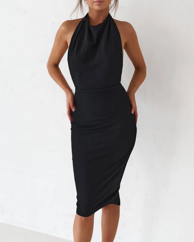 Backless Midi Dress - Black sold by Old Sport