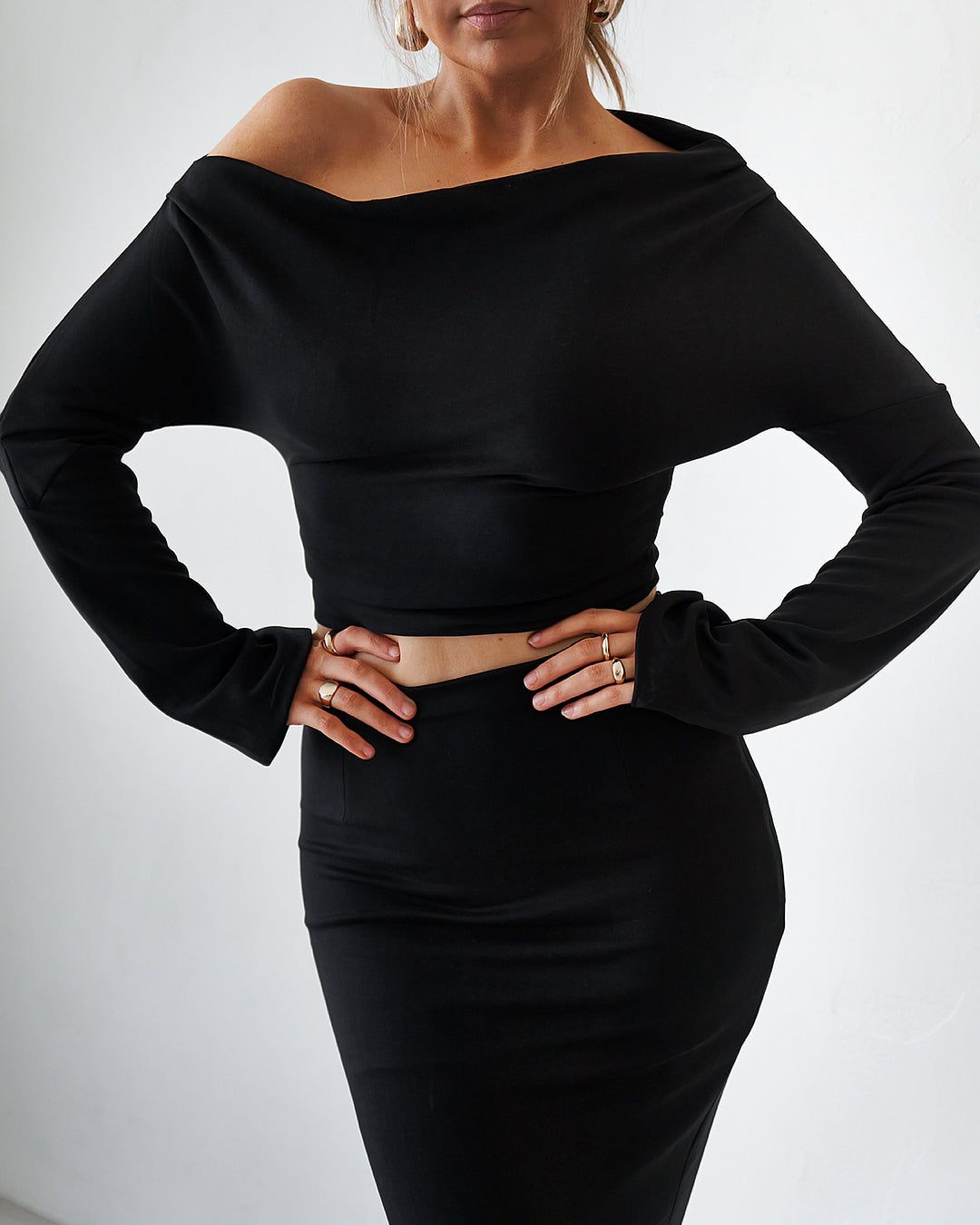 Cupro Long Sleeve Top - Black (Back Order) sold by Old Sport