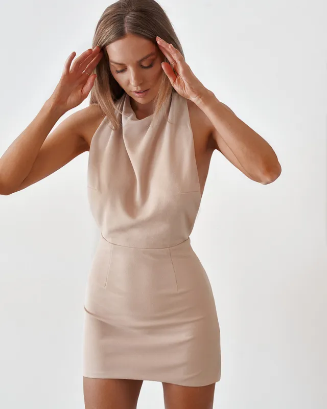 Backless Mini Dress - Cement sold by Old Sport