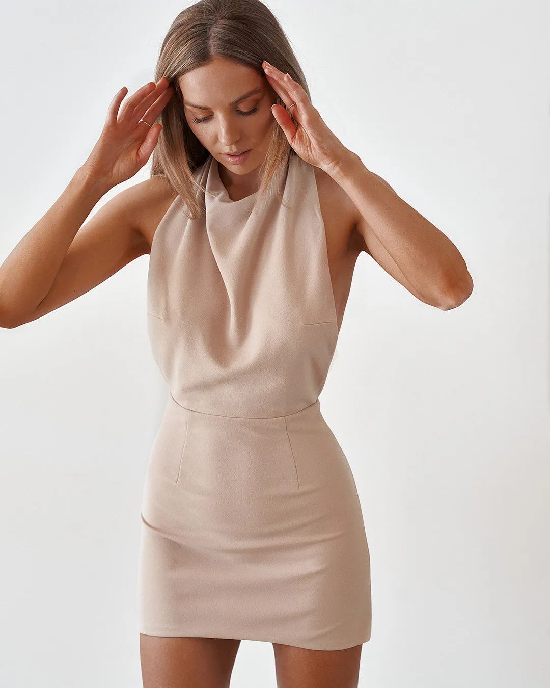 Backless Mini Dress - Cement sold by Old Sport