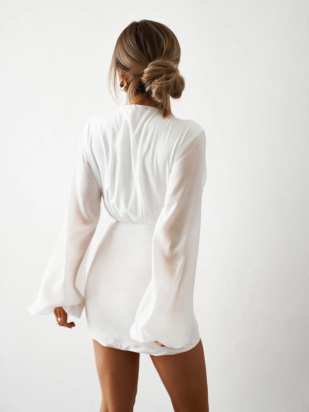 Plunge Mini Dress - White sold by Old Sport product image thumbnail 4