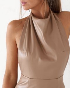 Backless Mini Dress - Matte Tan (Sample) sold by Old Sport
