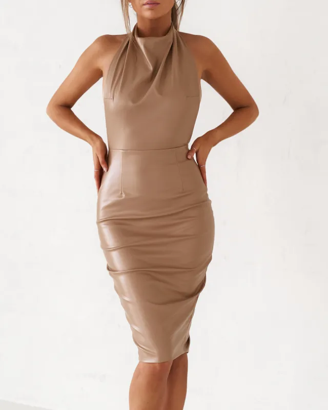 Backless Midi Dress - Matte Tan sold by Old Sport