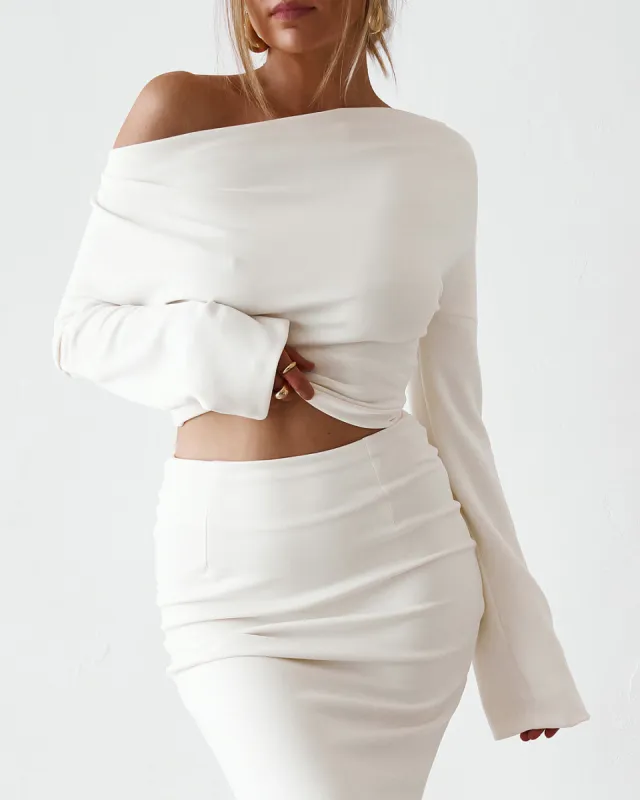 Cupro Long Sleeve Top - Vintage White sold by Old Sport
