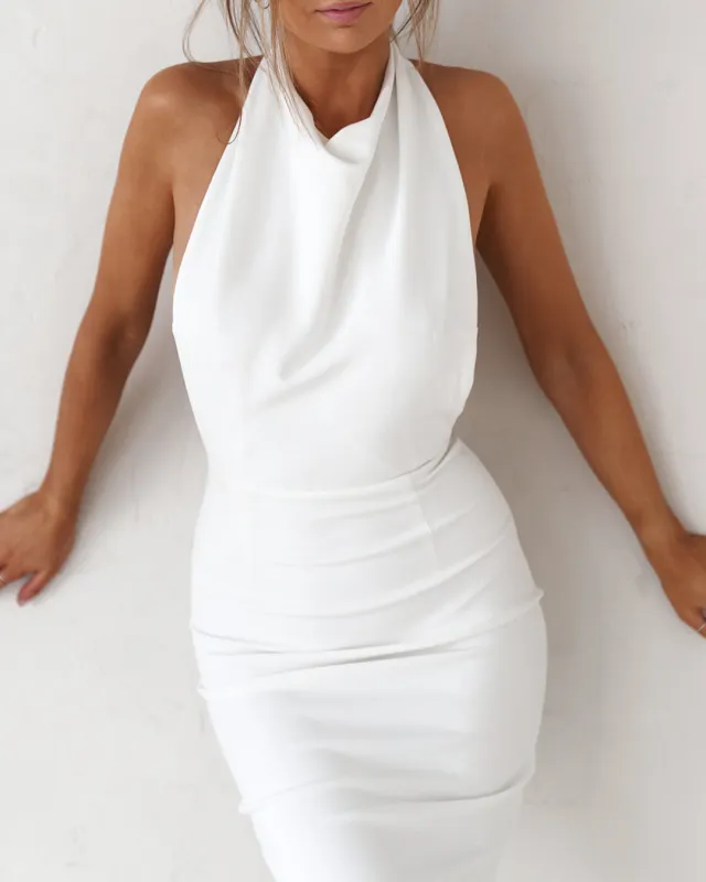Backless Midi Dress - Vintage White sold by Old Sport