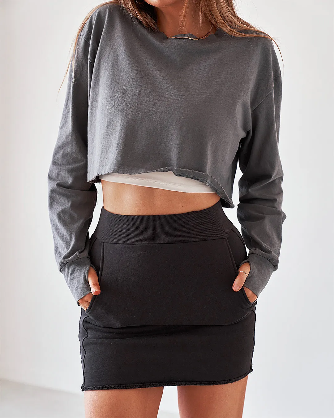 Sweat Mini Skirt - Washed Charcoal sold by Old Sport product image thumbnail 3