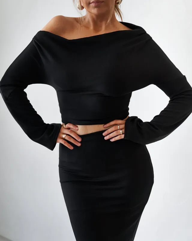 Cupro Long Sleeve Top - Black sold by Old Sport
