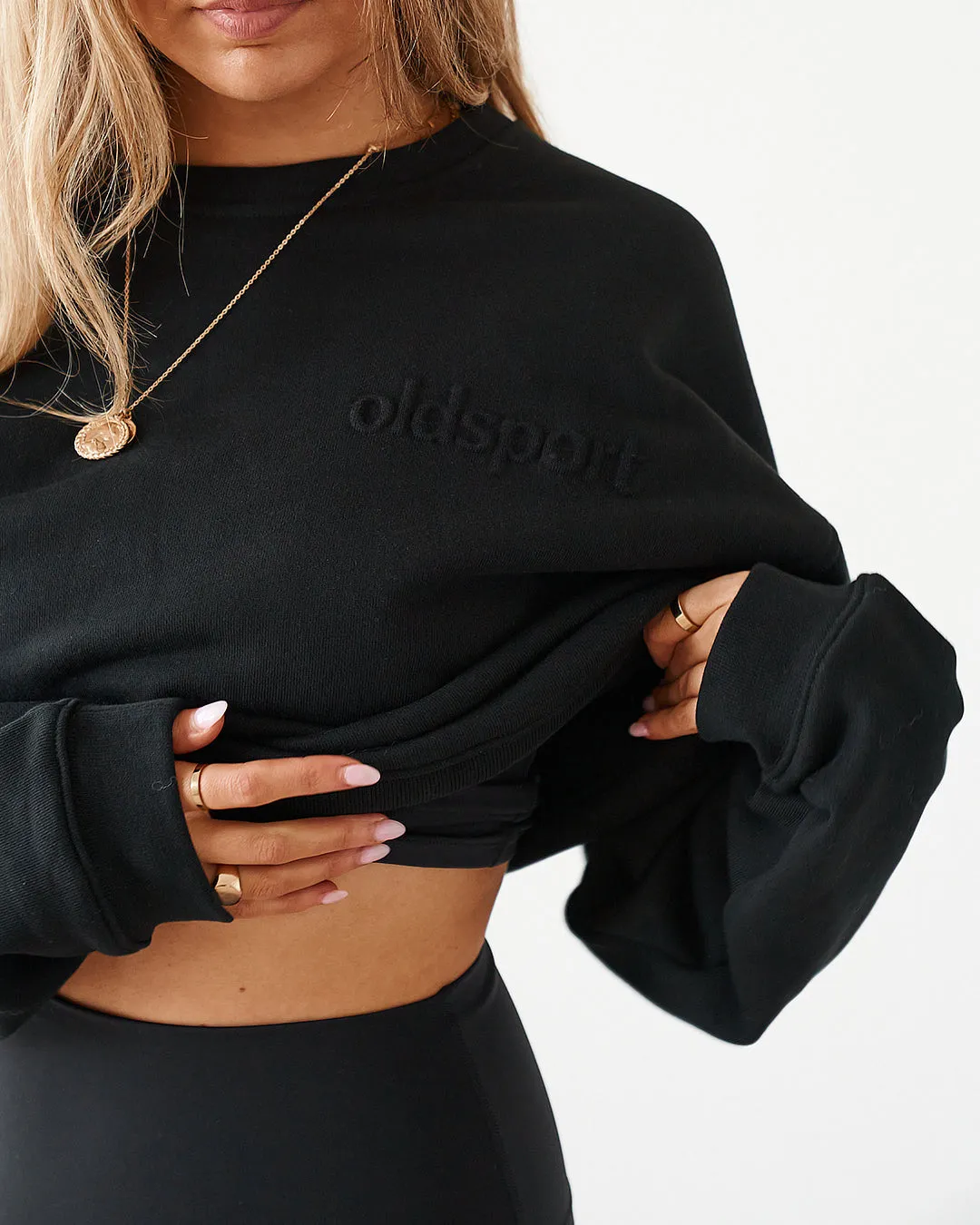 Embossed Crewneck Sweatshirt - Black sold by Old Sport