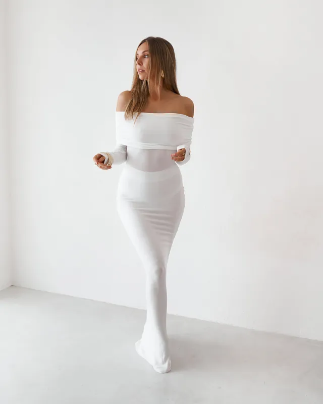 Sheer Maxi Dress - White sold by Old Sport