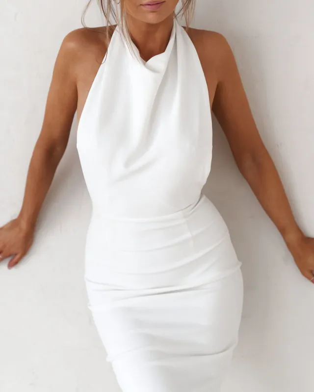 Backless Midi Dress - Vintage White (Back Order) sold by Old Sport