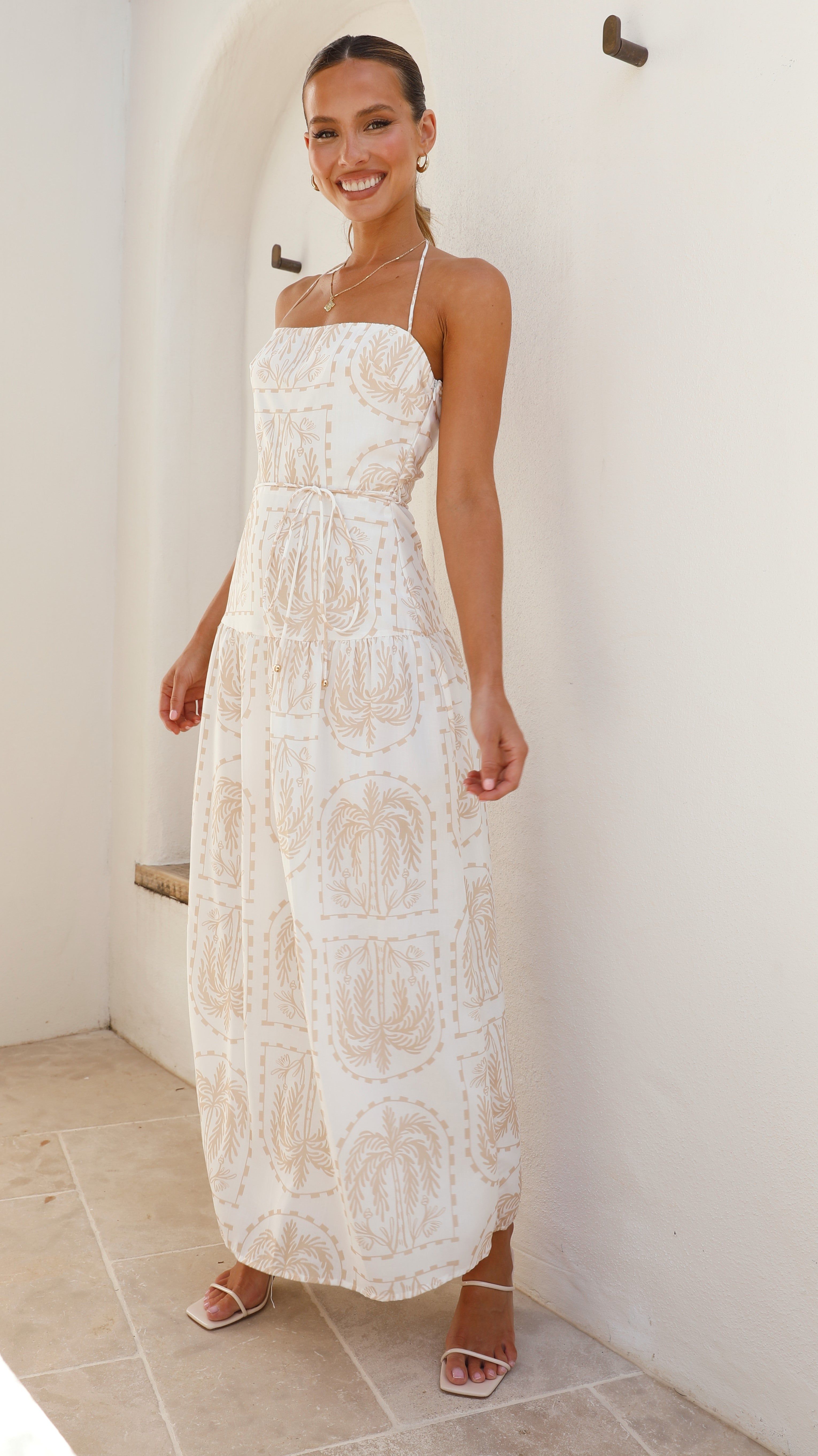 Sandy Maxi Dress - Beige Print | Parallel