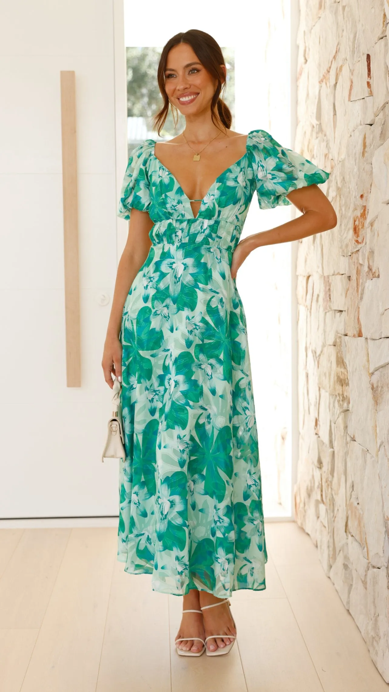 Adeliza Maxi Dress - Green Floral sold by Billy J