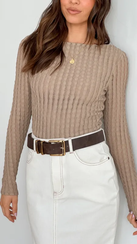 Sydney Long Sleeve Top - Taupe sold by Billy J