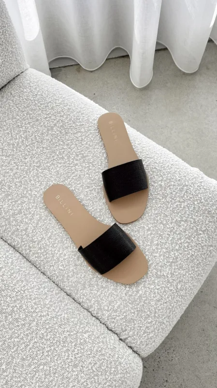 Henrik Slide - Onyx Raffia sold by Billy J