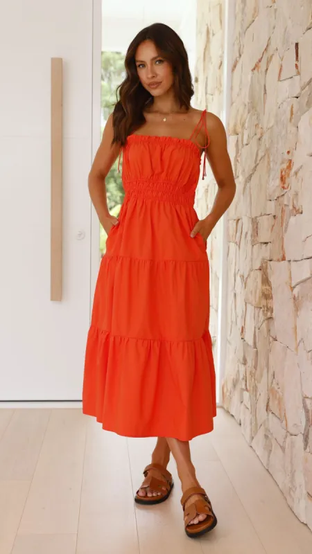 Samaya Midi Dress - Melon made by Billy J