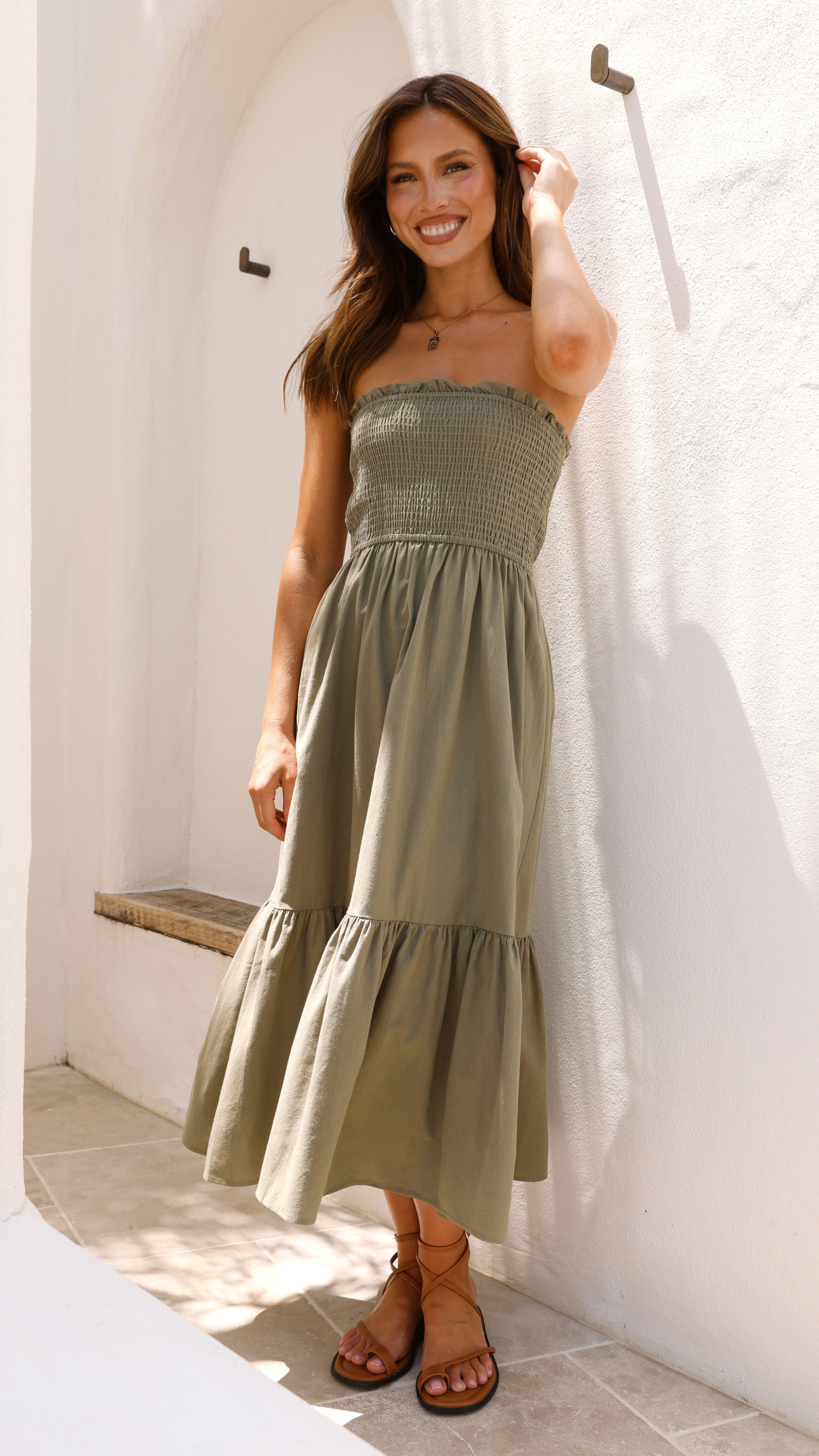 Patrice Midi Dress - Olive sold by Billy J product image thumbnail 4