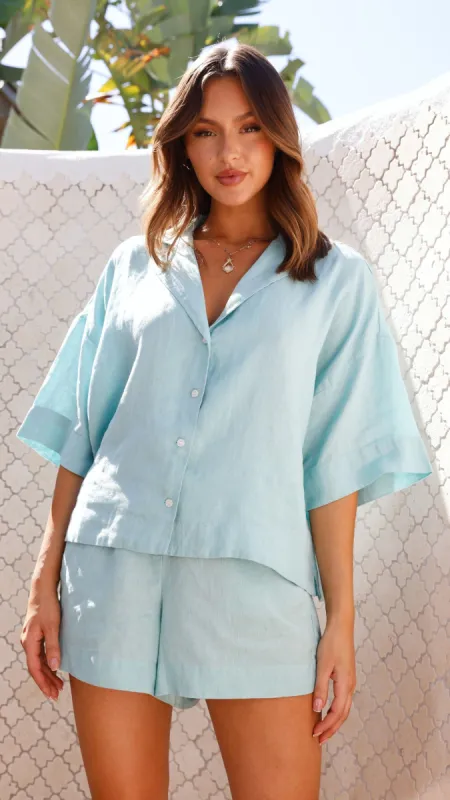 Lounge Linen Shirt - Aqua sold by Billy J