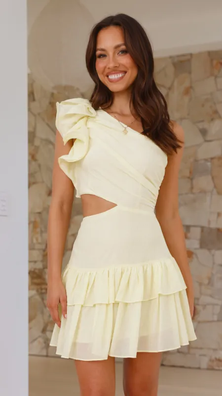 Addo Ruffle Mini Dress - Yellow sold by Billy J