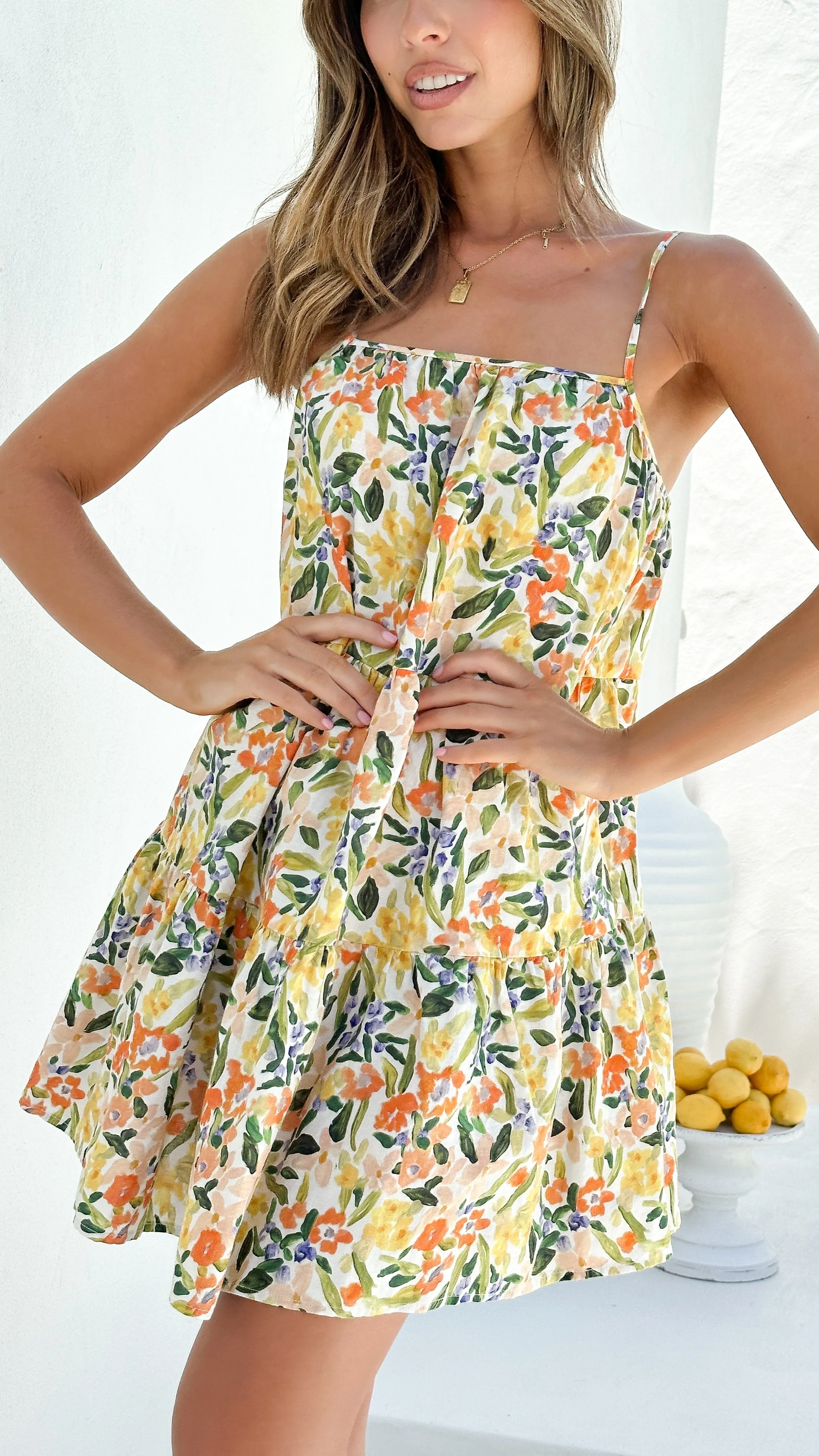 Audrie Mini Dress - Lemon Floral sold by Billy J