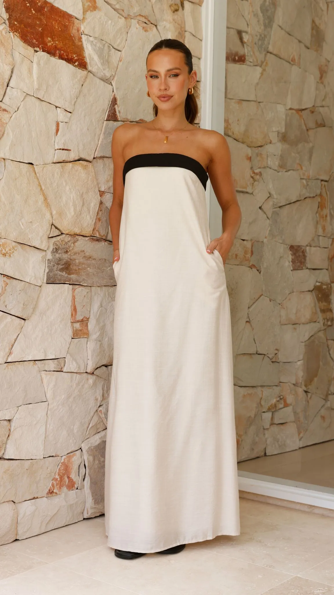 Lydia Maxi Dress - Cream/Black sold by Billy J product image thumbnail 5
