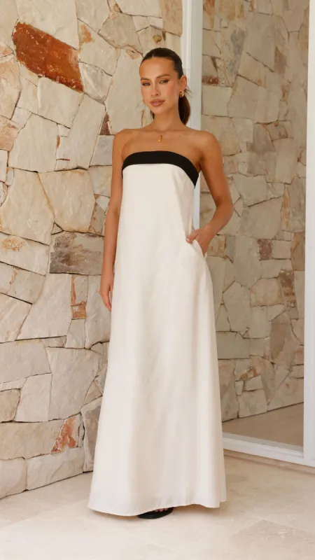 Lydia Maxi Dress - Cream/Black sold by Billy J