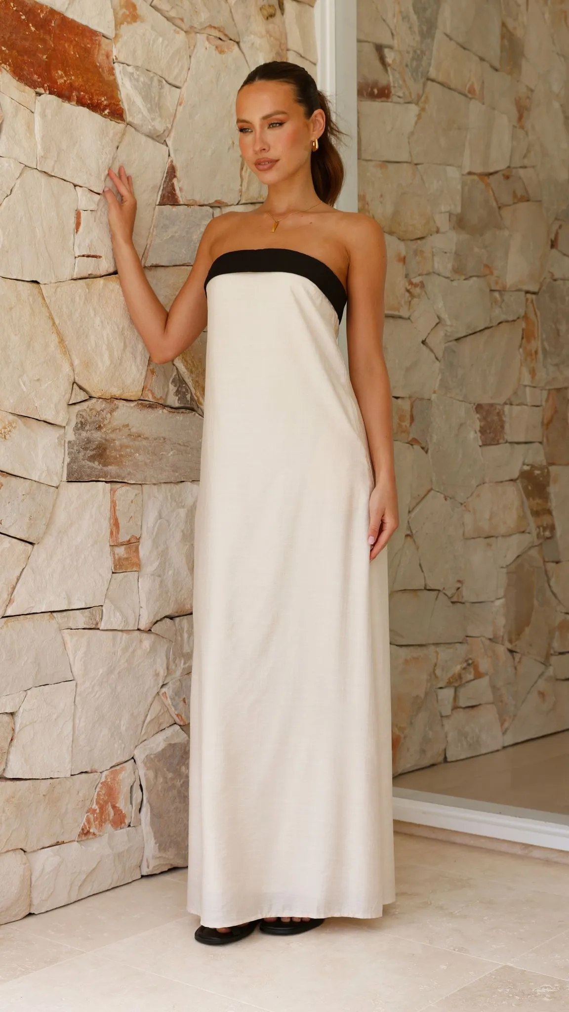 Lydia Maxi Dress - Cream/Black sold by Billy J product image thumbnail 3