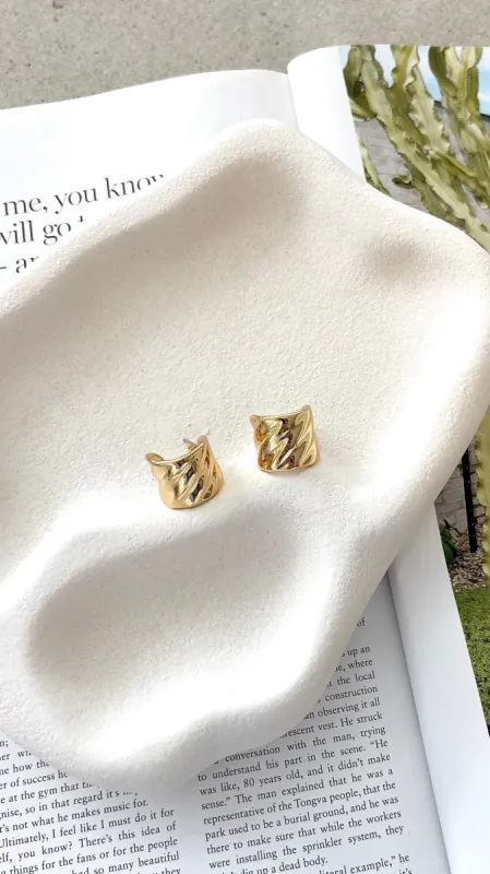 Vera Textured 18K Gold Plated Earrings - Gold sold by Billy J