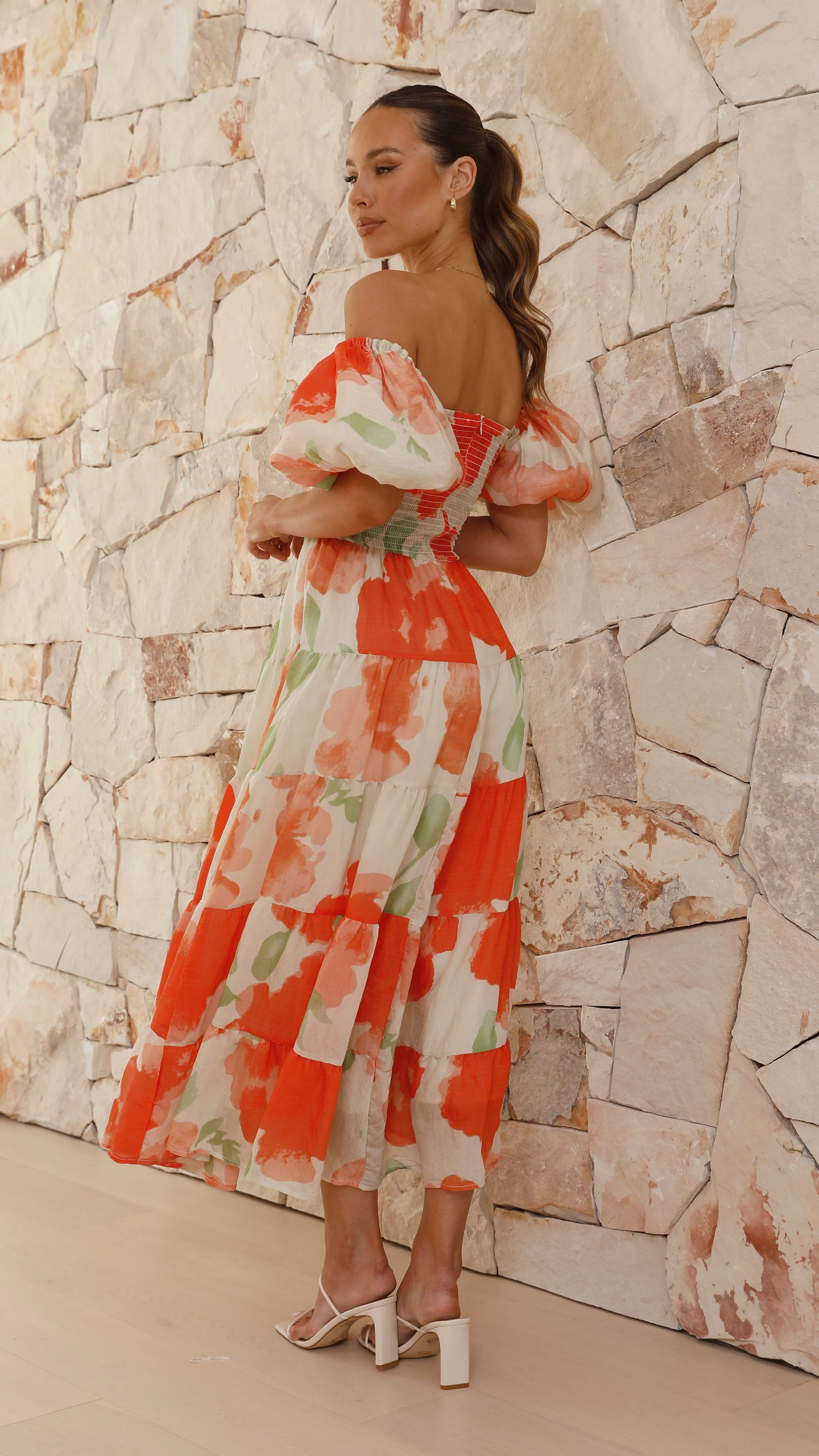 Coral Maxi Dress - Orange Floral sold by Billy J product image thumbnail 2