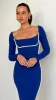 Gidja Long Sleeve Maxi Dress - Blue / Cream sold by Billy J