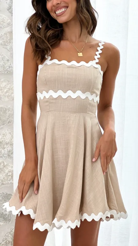 Lys Mini Dress - Beige/White sold by Billy J
