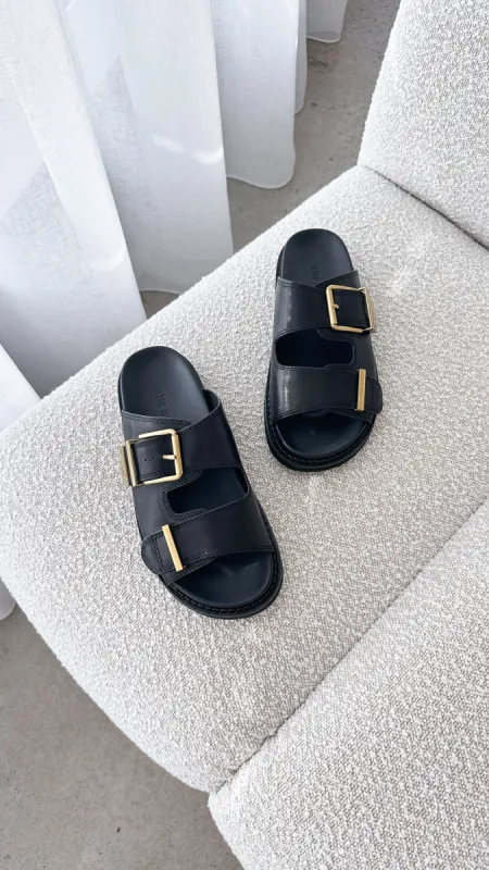 Panama Slide - Black Leather sold by Billy J