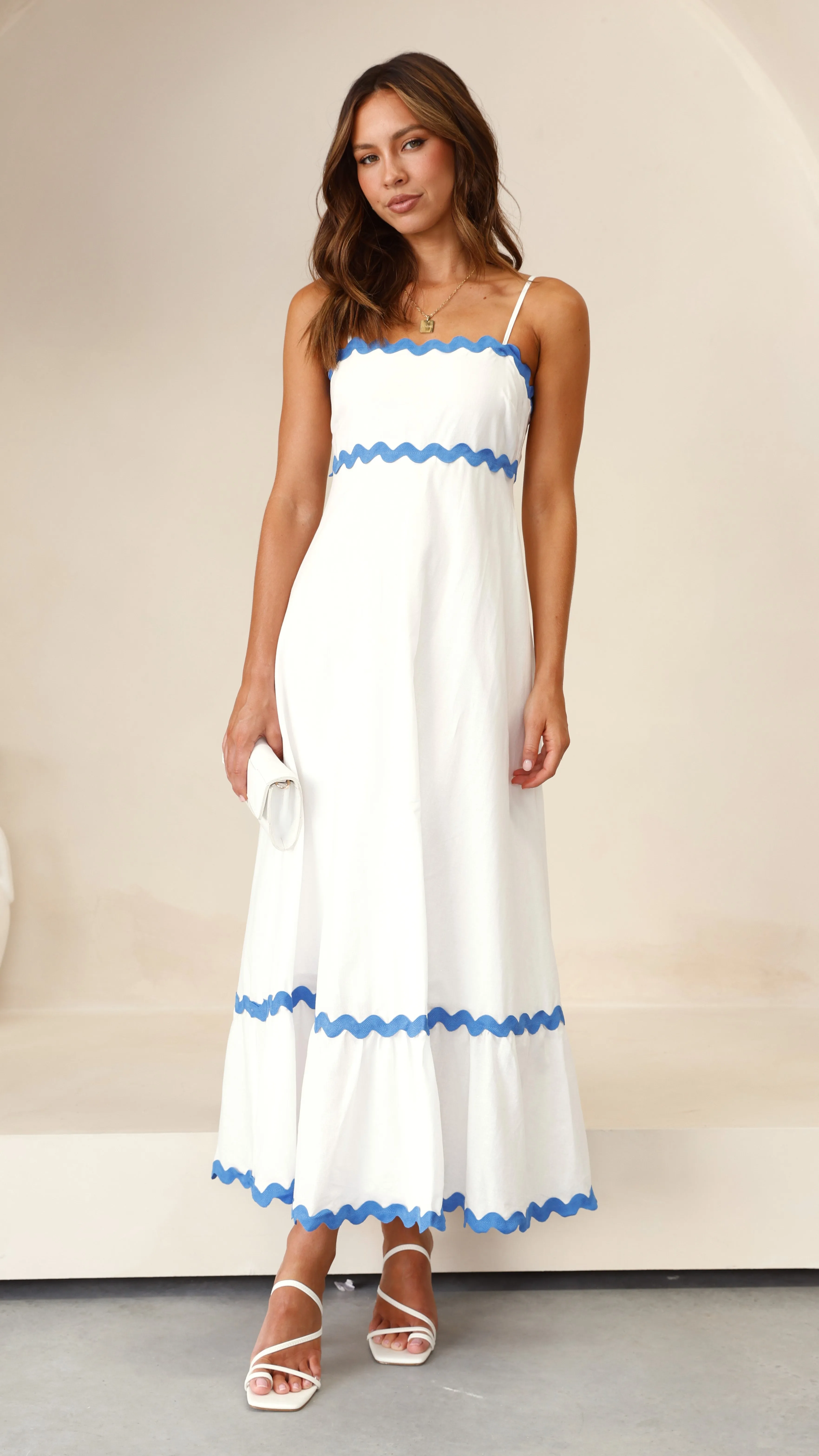 Brodey Midi Dress - White / Blue sold by Billy J product image thumbnail 4