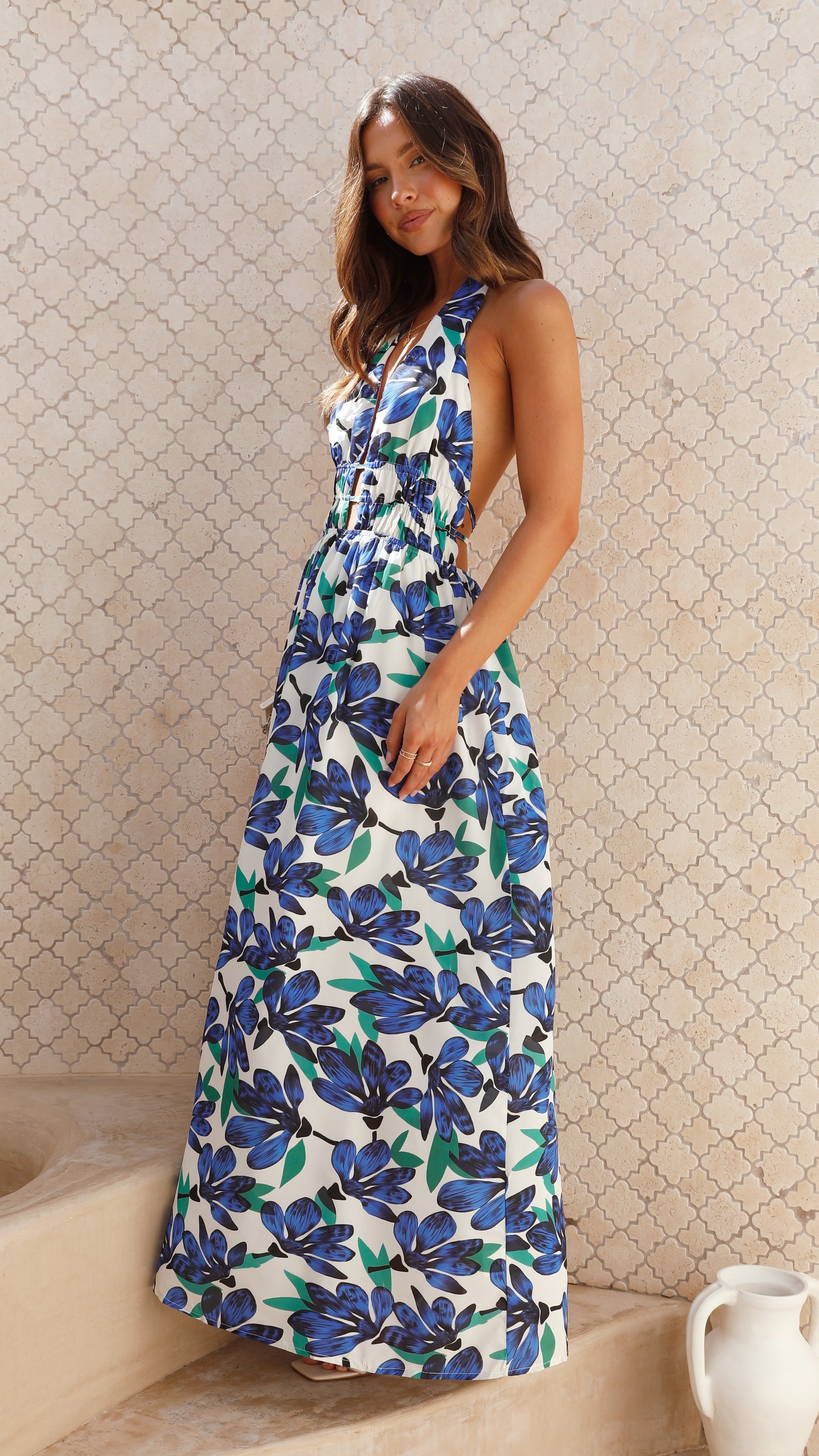 Vanessa Maxi Dress - Blue/Green Floral sold by Billy J product image thumbnail 3